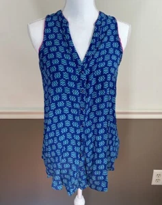 Maeve Anthropologie Women's Sleeveless Ada Top Sz 4 Aztec Tribal Boho Blue - Picture 1 of 9