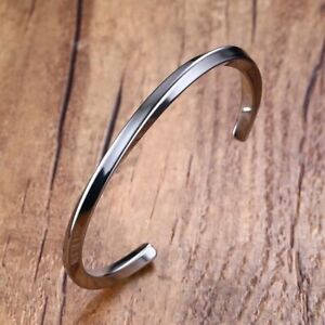 1pcs Twisted Cuff Bracelet Open Bangle Stainless Steel Jewellery Women Men Unise