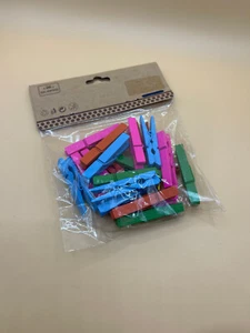 20pcs X 2packs Mini 1.8" Wooden Colorful Clothes Pins Photo Pegs Clips Hangers - Picture 1 of 7