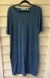Trenery Blue Marle Dress Stretch T-Shirt XS 8 Pockets Midi Beach As New - Picture 1 of 11