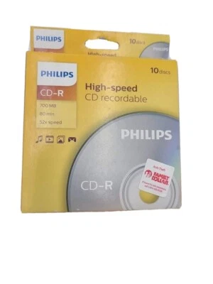  Philips 52X 80min 700MB High Speed CD-R Blank Disc 10-Pk Box - Image 1 of 4