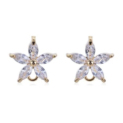 Pendientes de latón dorado flor cristales 10 piezas hágalo usted mismo postes para pendientes Foto 1 de 4