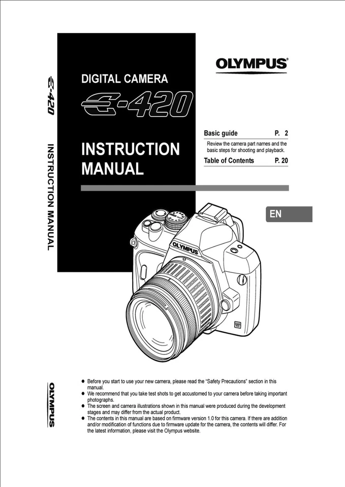 OLYMPUS E-420 FOTOCAMERA DIGITALE STAMPATA MANUALE UTENTE GUIDA 147 PAGINE