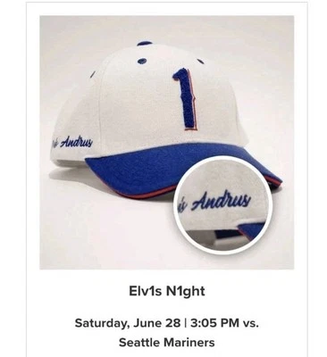 Texas Rangers Elvis Andrus Hat - THEME NIGHT 6/28/25 Elv1s N1ght Cap PRESALE