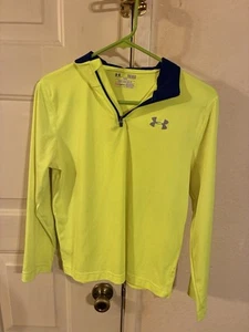 Neon Yellow Kids Under Armor Heat Gear Long-sleeve Size YLG Shirt - Picture 1 of 2