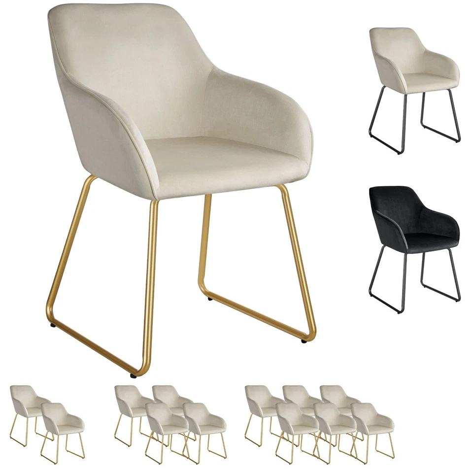 Esszimmerstuhl Stuhl Wohnzimmerstuhl Samtoptik Kufengestell gepolstert 120kg - Bild 1 von 1