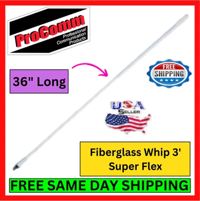 ProComm SF3W Super Flexible CB Antenna Fiberglass Whip Radio Vehicle Base Mobile - Image 1 of 4