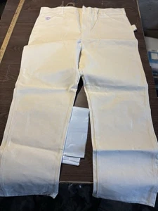 Vintage Deadstock NOS Pointer Brand Carpenter Canvas White Pants Mens 44x34 USA - Picture 1 of 4