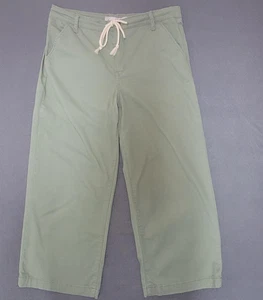 Gloria Vanderbilt Women Pants Green Size 12 High Rise Wide Leg Crop & Drawstring - Picture 1 of 11
