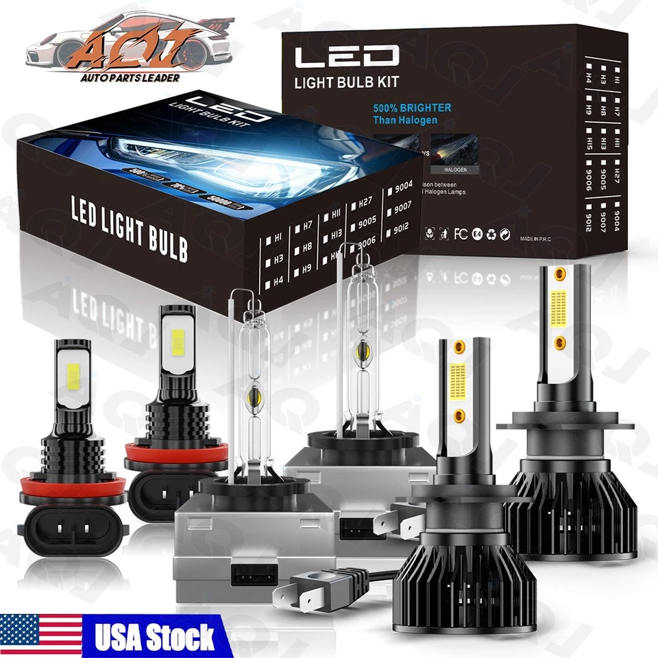 For Mercedes-Benz SL500 2009-2012 6Pcs LED Headlight Kit+ Fog Light Bulbs Combo Foto 1 de 4