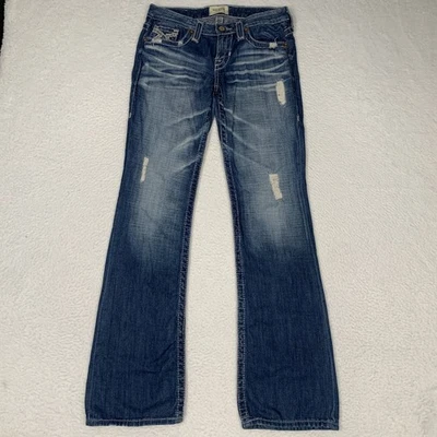 Pantalones de mezclilla Big Star Bootcut Liv Boot desgastados talla 27L (30x33) tiro bajo azul Foto 1 de 4