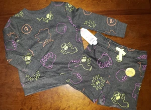 NUEVO NUEVO CON ETIQUETAS 2T NIÑOS GRIS HALLOWEEN PANTALONES CORTOS TOP SUDADERA ESTILO CONJUNTO MONSTRUOS ¡LINDO! - Imagen 1 de 1