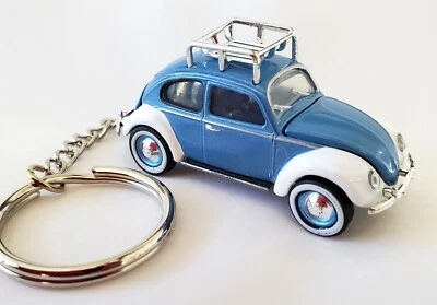 Llavero VW Volkswagen Beetle Bug 1948 azul blanco enganche de cremallera '48 llavero raro Foto 1 de 4