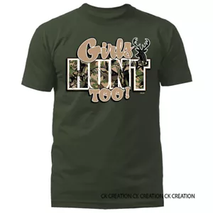 Caccia anche alle ragazze! T-shirt divertente scherzo umorismo umoristico novità grafica - Foto 1 di 17