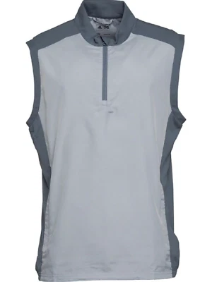 NUEVO Adidas Golf Para Hombre Clásico Club 1/4 Cremallera Chaleco Sin Mangas Gris Piedra Para Hombre PEQUEÑO Foto 1 de 2