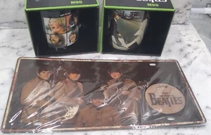 THE BEATLES X 2 COFFEE MUGS (NEW) & BONUS TIN SIGN - Picture 1 of 10