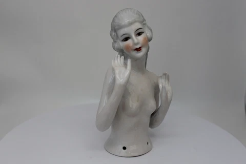 Art Nouveau Style Half doll Figurine Mata Hari Sexy Half Doll Pincushion Arms Aw Cover
