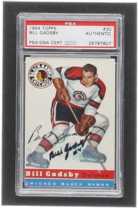 Bill Gadsby Signed 1954-55 Topps #20 (PSA) - Foto 1 di 2