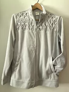 Blair Womens Size Medium Lightweight Zip Up Collared Jacket Light Gray Velour - Picture 1 of 10
