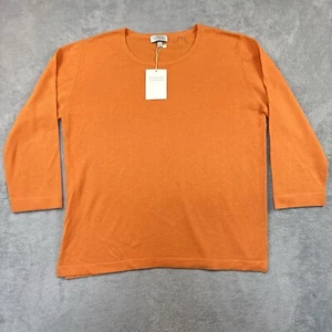 Kinross Cashmere Sweater Womens Large Orange Silk Long Sleeve Pullover New - Picture 1 of 10
