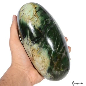 Piedra preciosa ovalada mineral cristal serpentina verde natural de 2,2 kilos/7,2" - Imagen 1 de 7