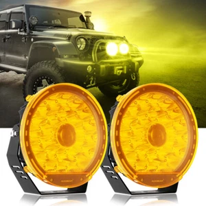 AUXBEAM 9" Led Work Light Offroad Spot Driving Fog Lamp & Amber Cover For Ford - Picture 1 of 12
