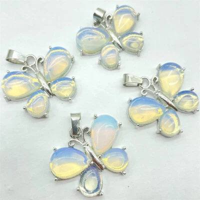 Atacado 10 peças pingentes de borboleta de pedra opala colar faça você mesmo fabricação de joias - Imagem 1 de 4