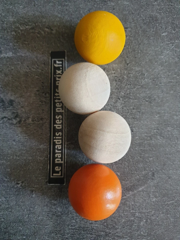 cochonnet de pétanque,4  cochonnets en bois , 3 cm environ , 3 coloris - Photo 1/1
