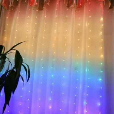 LED Curtain String Lights Rainbow Wall Lamp Waterproof Remote USB Control - Image 1 of 4