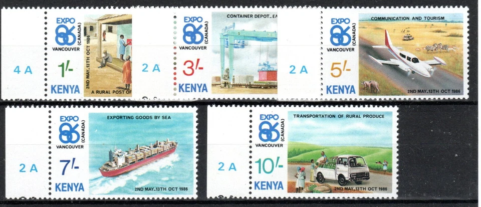 Kenya 1986 Expo '86 World Fair, Vancouver set SG 385-89 MNH - Image 1 of 1