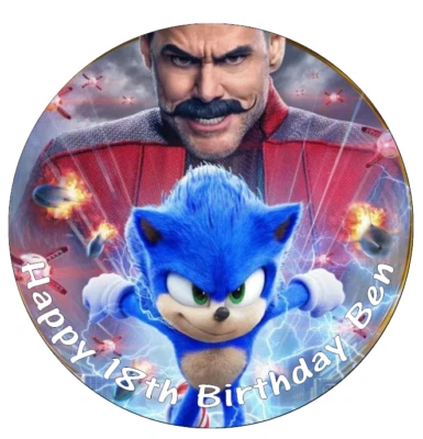 FRANKIES BAKERY "Papel de oblea comestible comestible Sonic The Hedgehog para pastel personalizado 7,5"