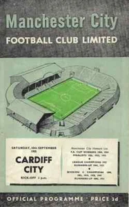 MANCHESTER CITY V CARDIFF CITY, LEAGUE DIVISION 1 SEPTEMBER 10th 1955 - Picture 1 of 2