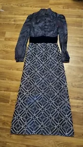 VTG Ruth Norman for Gay Gibson Blue Purple Long Sleeve Hostess Dress - Picture 1 of 12