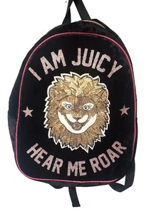 Juicy  Couture Backpack  Pink Black Sequins Velvet I Am Juicy Hear Me Roar Lion - Picture 1 of 8