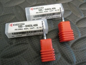 #56, Taladro de carburo de punta 130°, 1/8" ShK, 1-1/2" OAL, 2 Fl, AlTiN, Kyocera lote de 2 piezas - Imagen 1 de 1