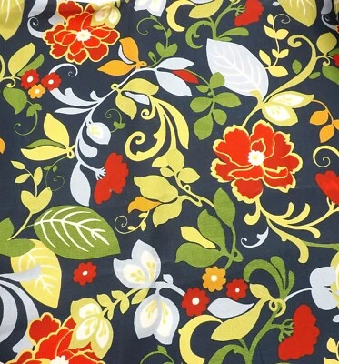 2009 Better Homes & Gardens Blue Jacobean Floral Upholstery Fabric 1 1/2 Yd - Image 1 of 4