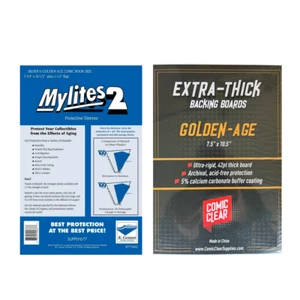 25 Mylites 2 Silver & Golden Mylar Comic Book Bags and Boards 42PT Extra Thick - Picture 1 of 2