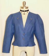 BLUE ~ COTTON & LINEN ~ Women German Riding Dress Suit Skirt JACKET Coat 38 6 S