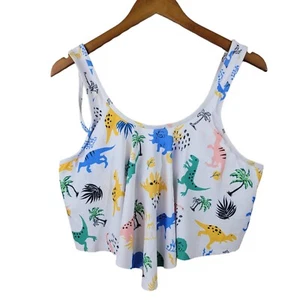 Dinosaurs Swim Suit Flounce Padded Top Size XXL White Blue Green Pink Bikini - Picture 1 of 7