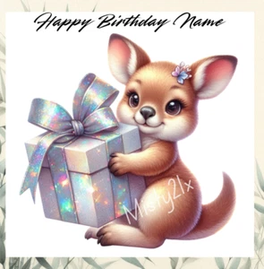 Tarjeta de felicitación de cumpleaños personalizada KANGAROO con regalo Joey Bow lindo bebé - Imagen 1 de 1