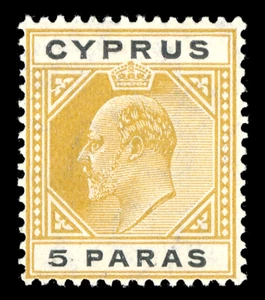 Cyprus 1904 KEVII 5pa MLH shows BROKEN TOP LEFT TRIANGLE variety. SG 60a. - Picture 1 of 2