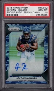 Autógrafo de novato Jordan Howard Panini 2016 camuflaje azul/25 grado PSA 10 gemas - Imagen 1 de 2