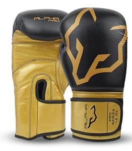 14 oz. Genuine Cowhide Leather Boxing Gloves w/Wrist Support & Hand Wraps - Picture 1 of 14