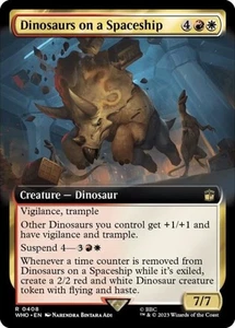 Magic The Gathering Dinosaurios ingleses en una nave espacial (arte extendido) lámina casi nueva - Imagen 1 de 1