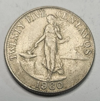 Philippines 25 Centavos - 1960 - Copper Nickel Zinc Coin - KM 189.1 - World Coin - Image 1 of 2