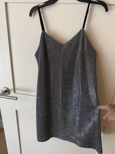 NWOT Metallic Black Mini Dress Spaghetti Straps Size XS - Picture 1 of 13