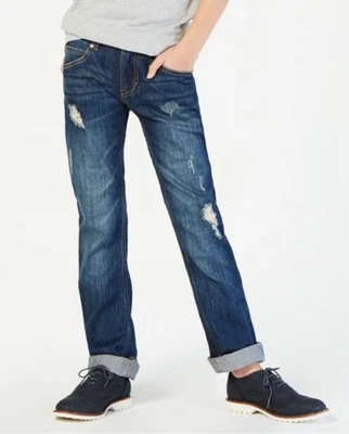Tommy Hilfiger Youth Boys Slim Fit Straight Stretch Jeans Distressed Size 16 NEW - Image 1 of 4