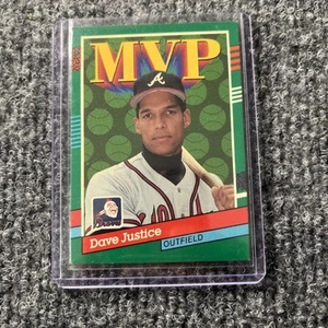 DAVE JUSTICE MVP OUTFIELD LEAF 1990 ERROR CARD #402  - Bild 1 von 2