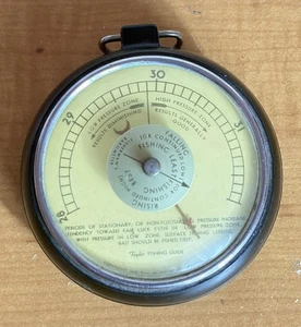 "Instrumento guía de pesca barómetro Taylor Fisherman 3,5"" redondo negro vintage" - Imagen 1 de 3