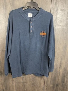 Illinois Fighting Illini Quarter Button Pullover Mens Large Blue Sweatshirt - Picture 1 of 8
